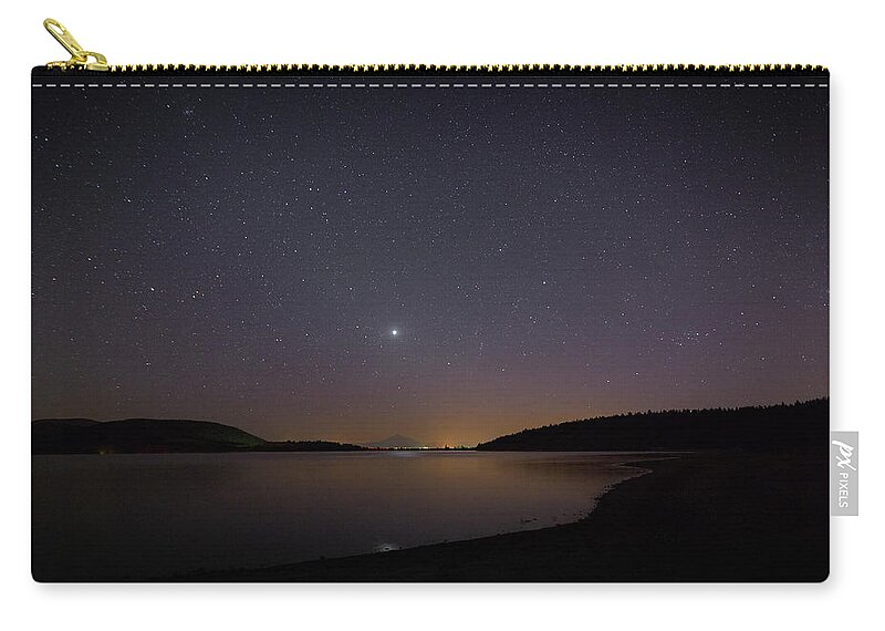 Stars Zip Pouch featuring the photograph Stars over the lake by Loyd Towe Photography