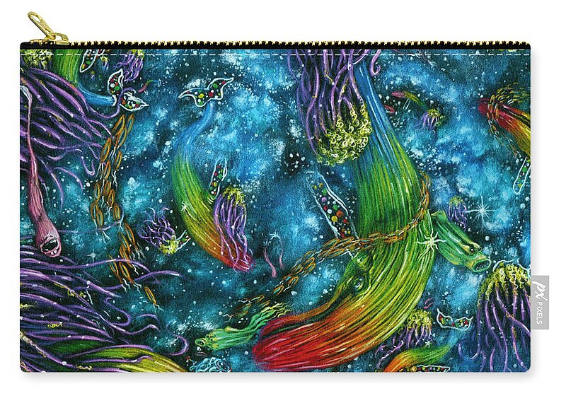 Pencil Zip Pouch featuring the drawing Starwhales At Play by World Art Collective