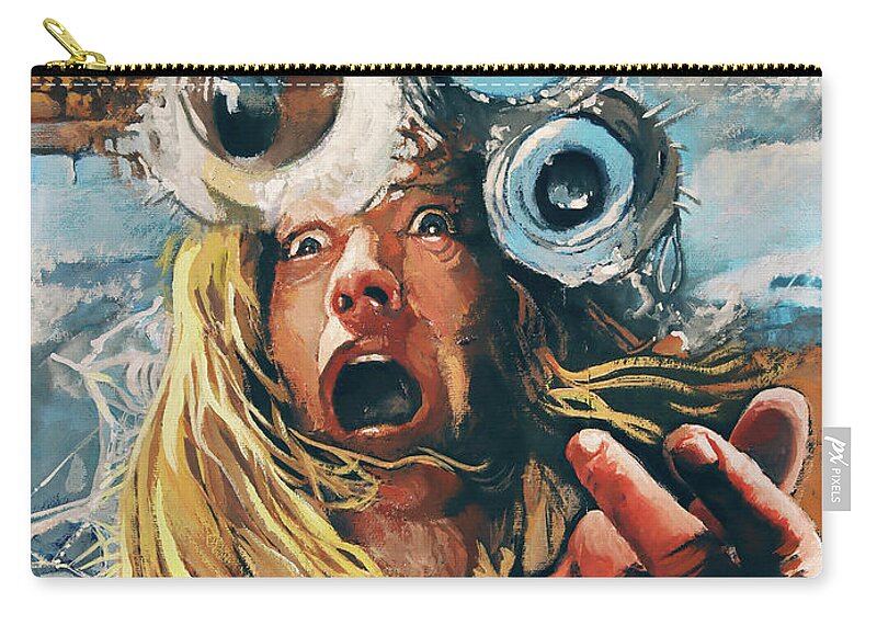 Monster Zip Pouch featuring the painting State of Insanity by Sv Bell
