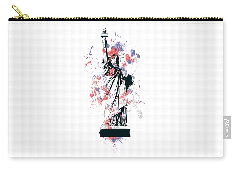 Military Carry-all Pouch featuring the digital art Statue of Liberty by Jacob Zelazny
