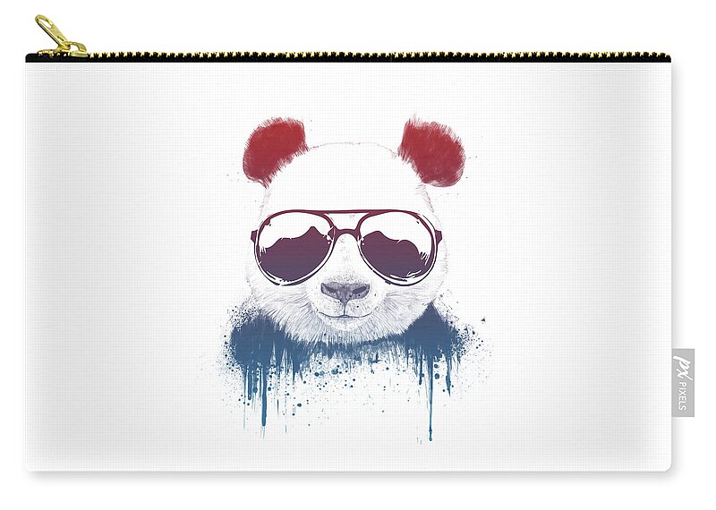 Panda Zip Pouch featuring the drawing Stay Cool II by Balazs Solti