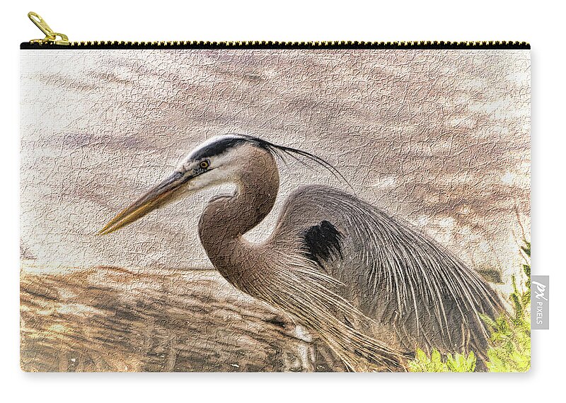 Great Blue Heron Zip Pouch featuring the photograph Laser Focused by Ola Allen
