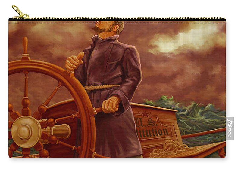 Freedom Zip Pouch featuring the painting Staying on Course by Hans Neuhart
