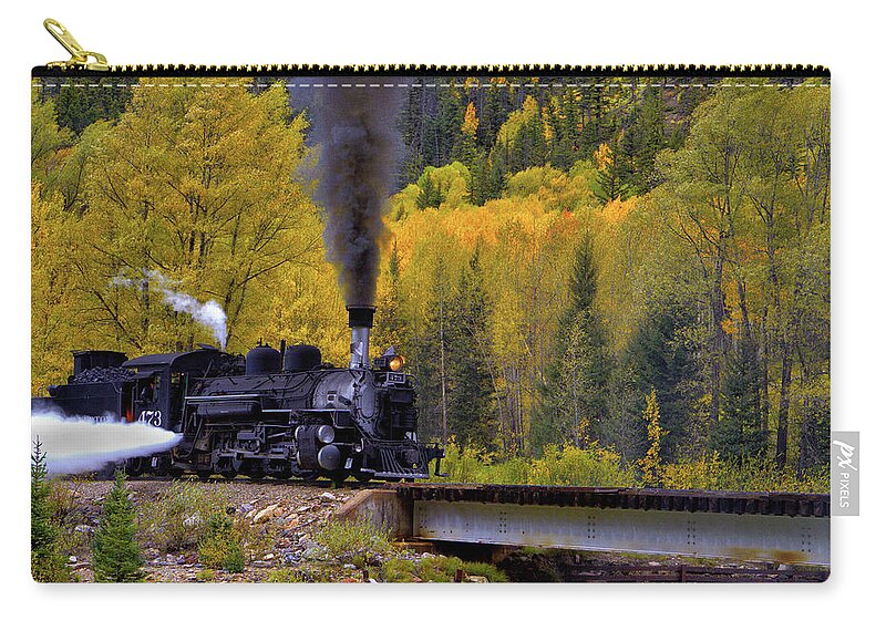 Steam Engine Zip Pouch featuring the photograph Steam Engine by Bob Falcone