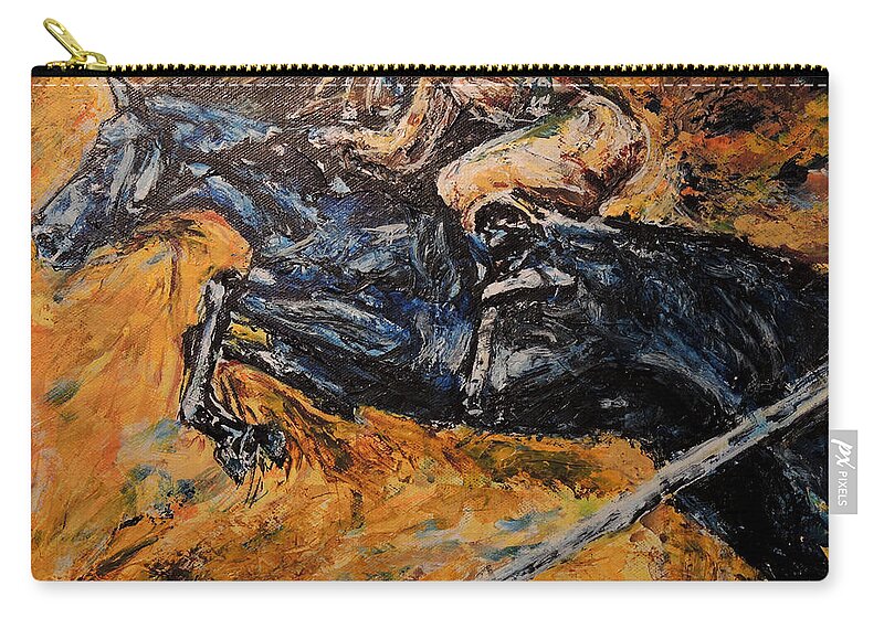 Steeplechase Zip Pouch featuring the painting Steeplechase by John Bohn