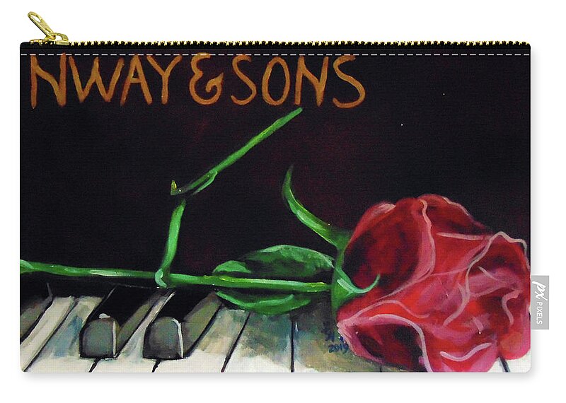 Rose Zip Pouch featuring the painting Steinway-Rose by Loretta Nash