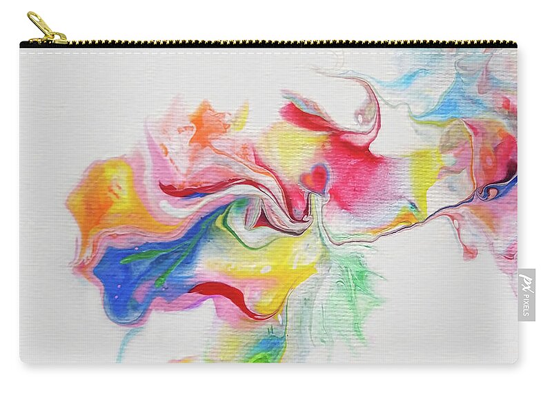 Rainbow Colors Zip Pouch featuring the painting Still Here by Deborah Erlandson