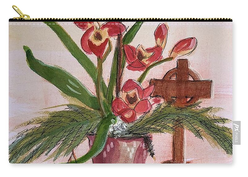Charcoal Zip Pouch featuring the mixed media Still life # 2 by Vicki B Littell