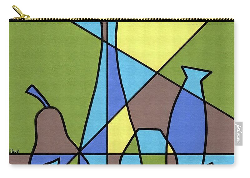 Mid Century Modern Carry-all Pouch featuring the painting Still Life with Lines by Donna Mibus