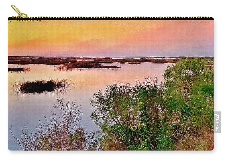 Marsh Zip Pouch featuring the photograph Stillness of the Marsh by GW Mireles