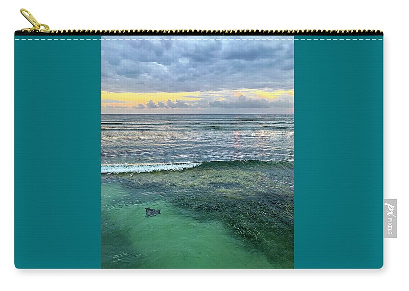 Spotted Stingray Zip Pouch featuring the photograph Stingray at Sunrise by Jill Love