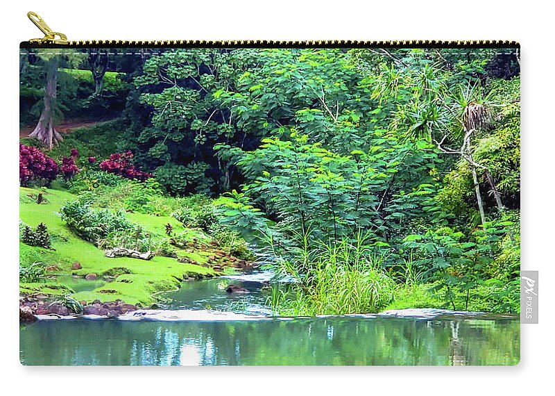 Kauai Zip Pouch featuring the photograph Stone Dam by Tony Spencer