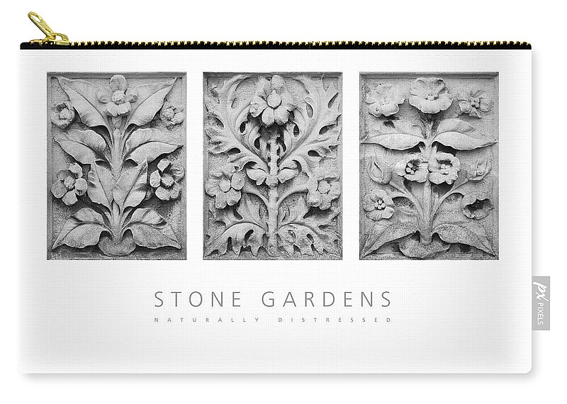 Flora Sculpture Reliefs Zip Pouch featuring the photograph Stone Gardens 1 Naturally Distressed Poster by David Davies