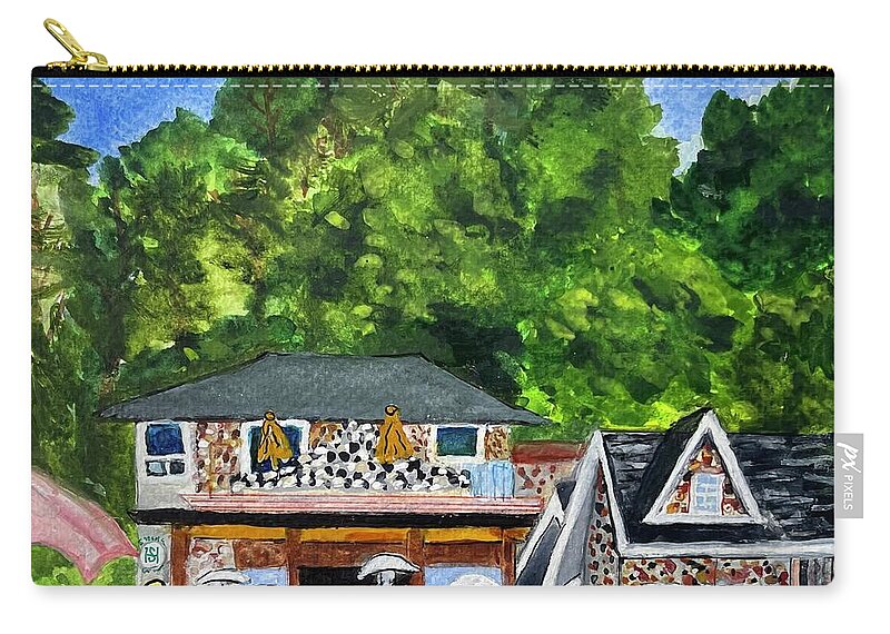 Stone House Cafe Zip Pouch featuring the painting Stone House, Seattle, Washington by Suzanne Lorenz