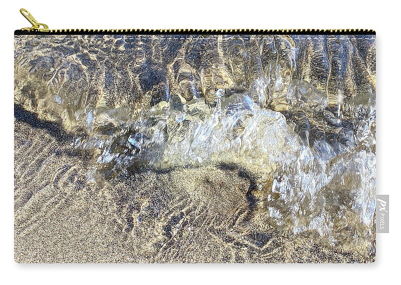 Sand Zip Pouch featuring the photograph Stone on the Beach by Amelia Pearn