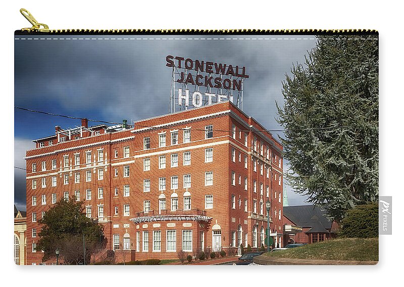 Staunton Zip Pouch featuring the photograph Stonewall Jackson Hotel - Staunton Virginia by Susan Rissi Tregoning