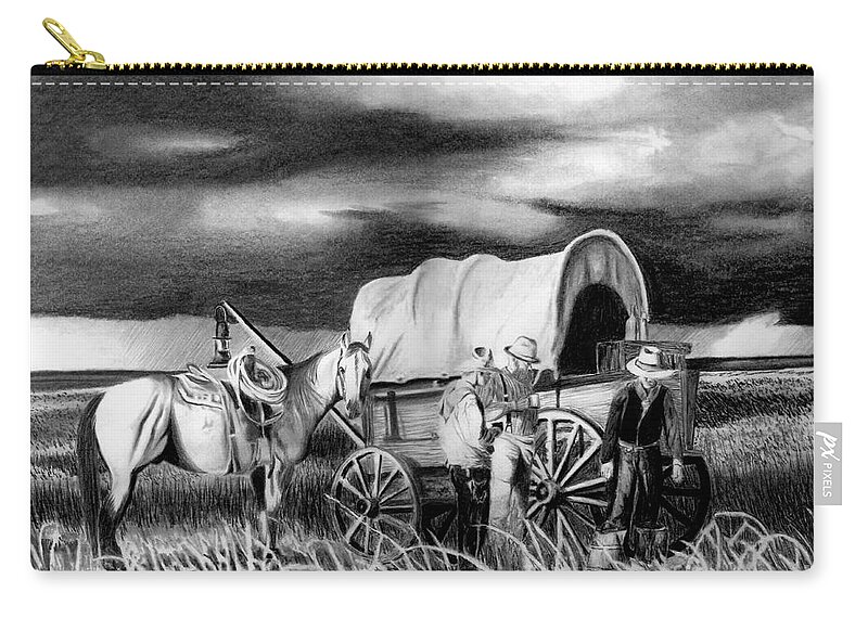 Storm A Brewing Zip Pouch featuring the drawing Storm A Brewing by Peter Piatt