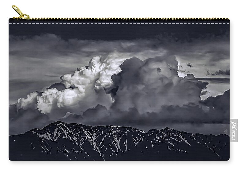 Thunderstorm Zip Pouch featuring the photograph Storm Behind Mono Lake by Bill Ray