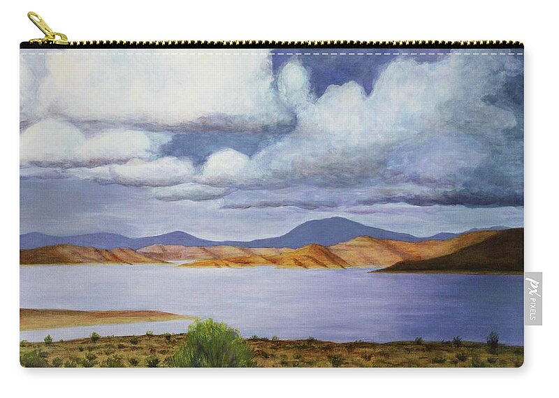 Kim Mcclinton Carry-all Pouch featuring the painting Storm on Lake Powell - right panel of three by Kim McClinton