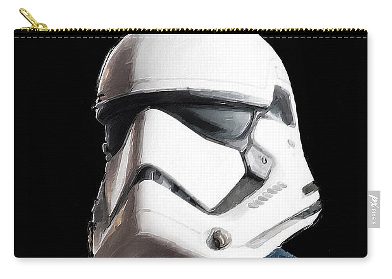 Storm Trooper Zip Pouch featuring the painting Storm Trooper Star Wars Business Man by Tony Rubino