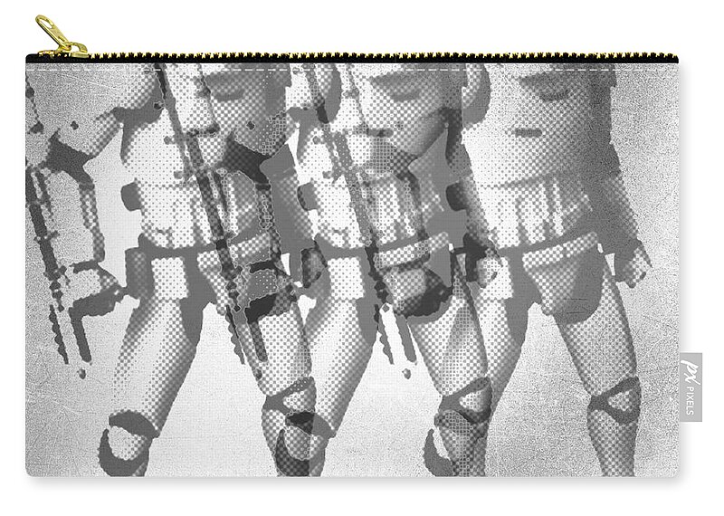 Storm Trooper Zip Pouch featuring the painting Storm Trooper Star Wars Elvis Warhol by Tony Rubino