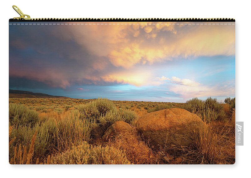 Sunset Carry-all Pouch featuring the photograph Stormy High Desert Sunset by Ron Long Ltd Photography
