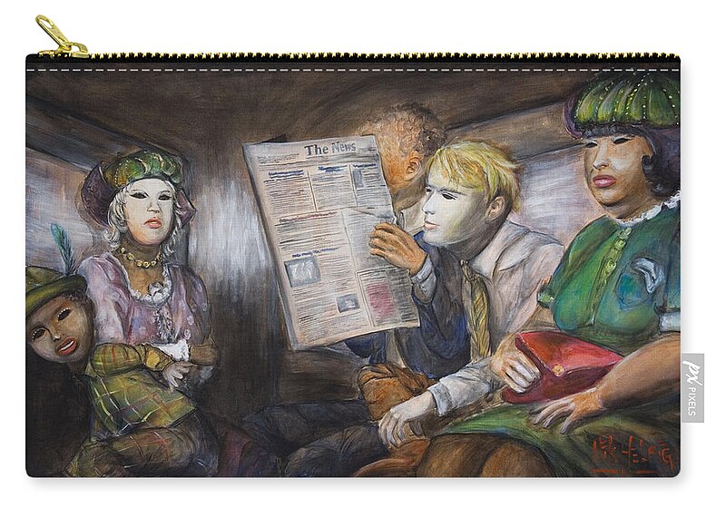 Subway Zip Pouch featuring the painting Strange Subway by Nik Helbig