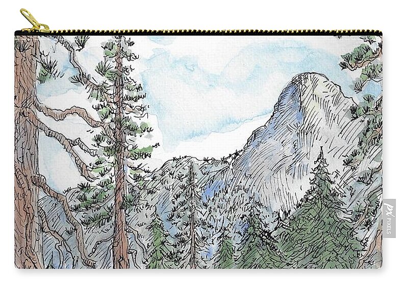 Landscape Zip Pouch featuring the drawing Strawberry Creek,Idyllwild,Ca. by Gerry High