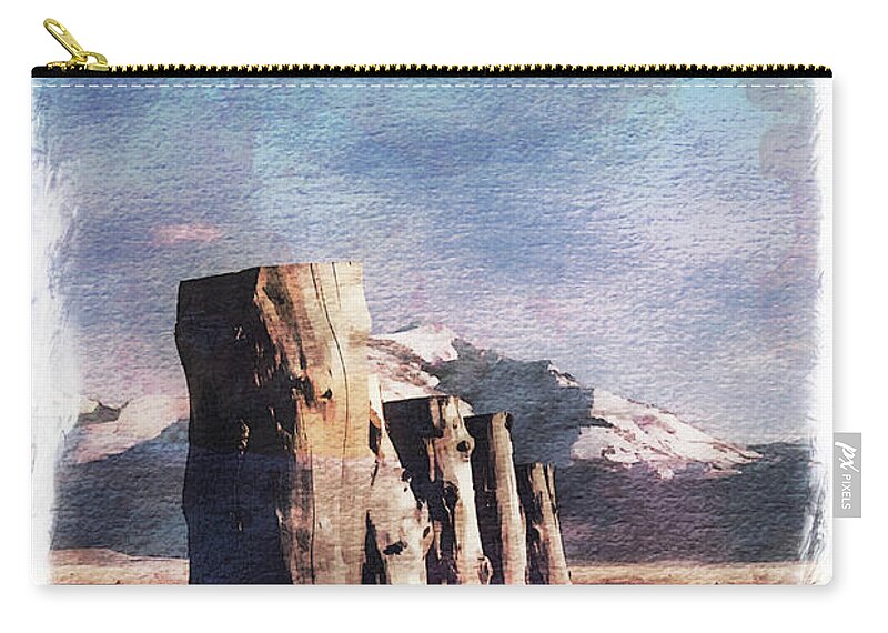 Decor Zip Pouch featuring the photograph Strawberry Mountain Decor w/ Dream Vignette Border by Tammy Bryant