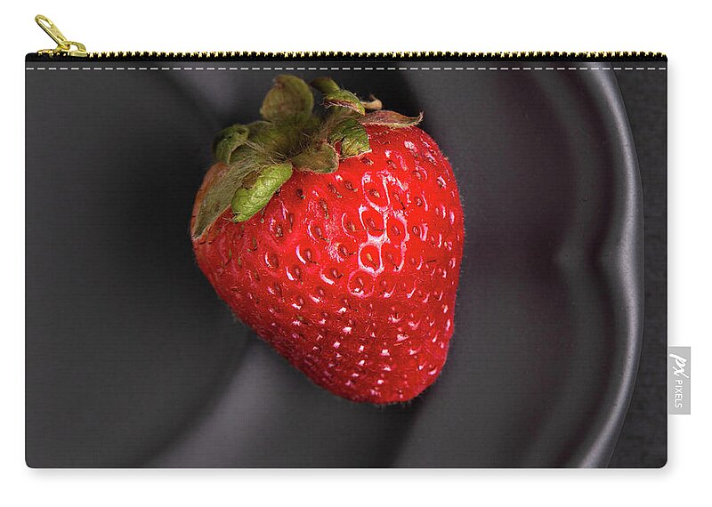 Berry Zip Pouch featuring the photograph Strawberry on Black by Tom Mc Nemar