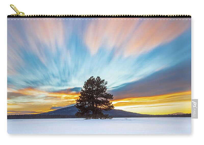 Fast Zip Pouch featuring the photograph Streaking Clouds Over Lone Pine by Mike Lee