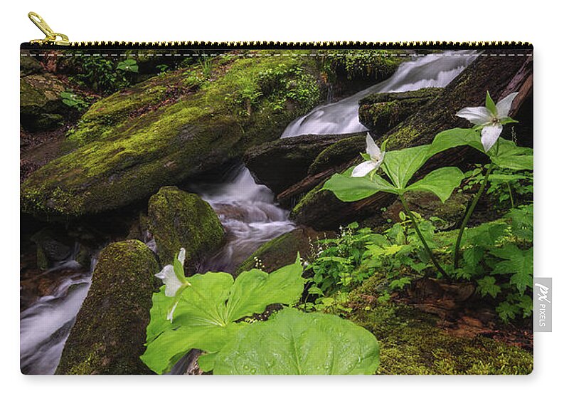 Trillium Zip Pouch featuring the photograph Stream Side Trillium by Anthony Heflin