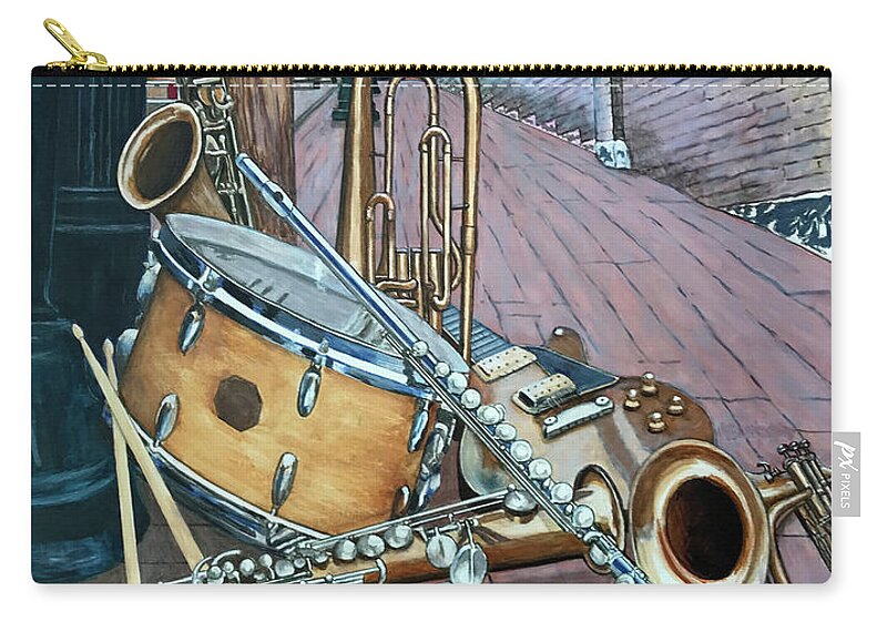 Musical Instruments Zip Pouch featuring the painting Street Corner Symphony by Mr Dill