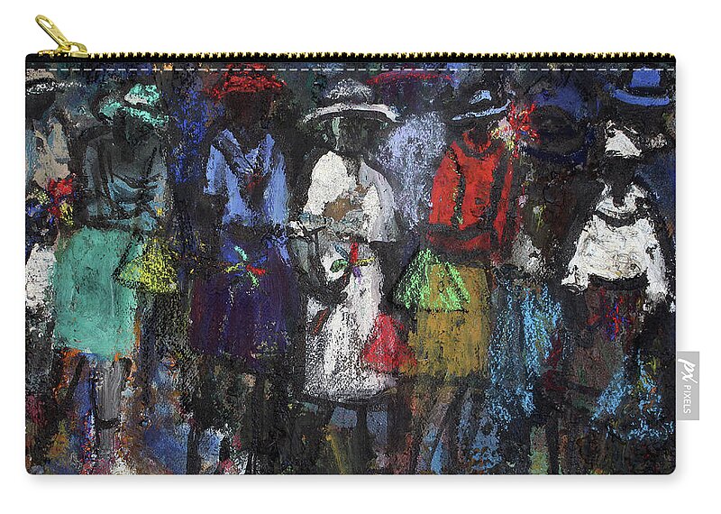 Soweto Zip Pouch featuring the painting Street Talk by Joe Maseko