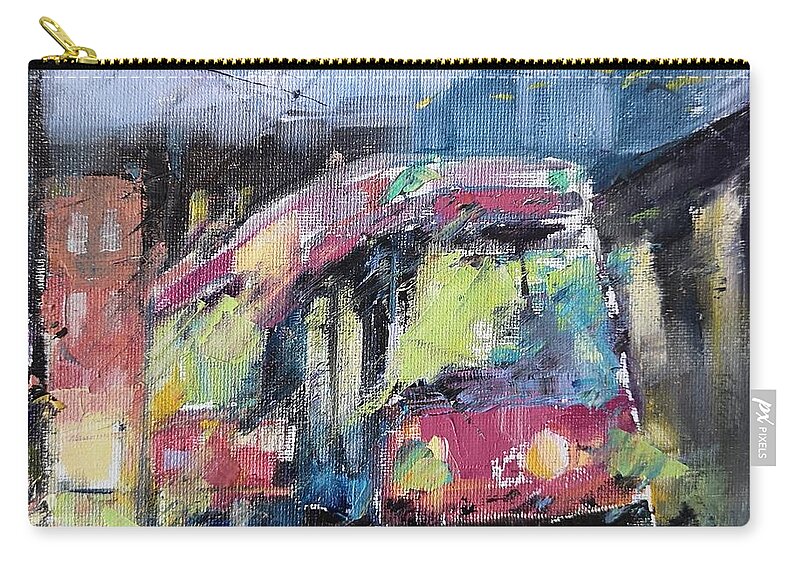 Streetcar Carry-all Pouch featuring the painting Streetcar 7pm by Sheila Romard