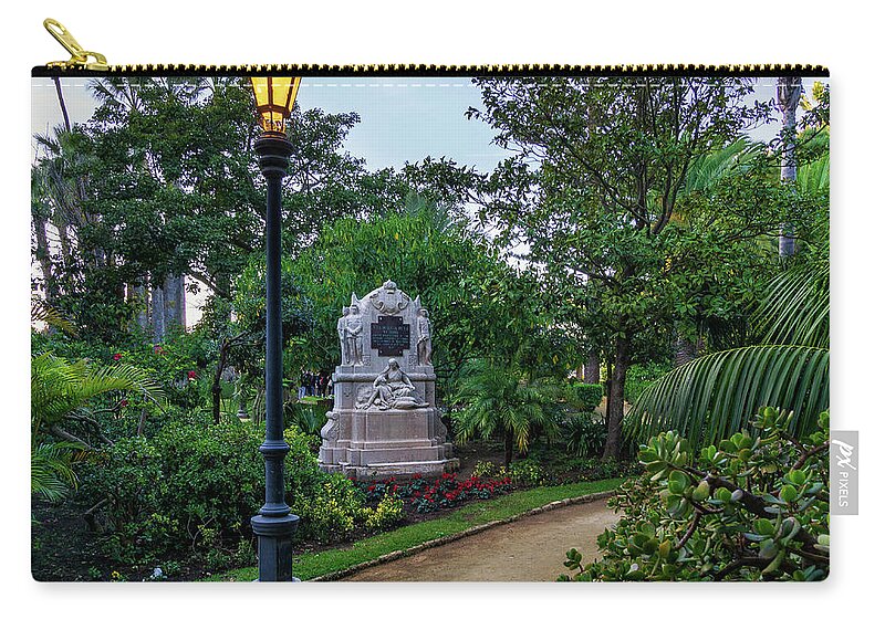 Foliage Zip Pouch featuring the photograph Streetlamp at Genovese Park Cadiz Andalusia by Pablo Avanzini
