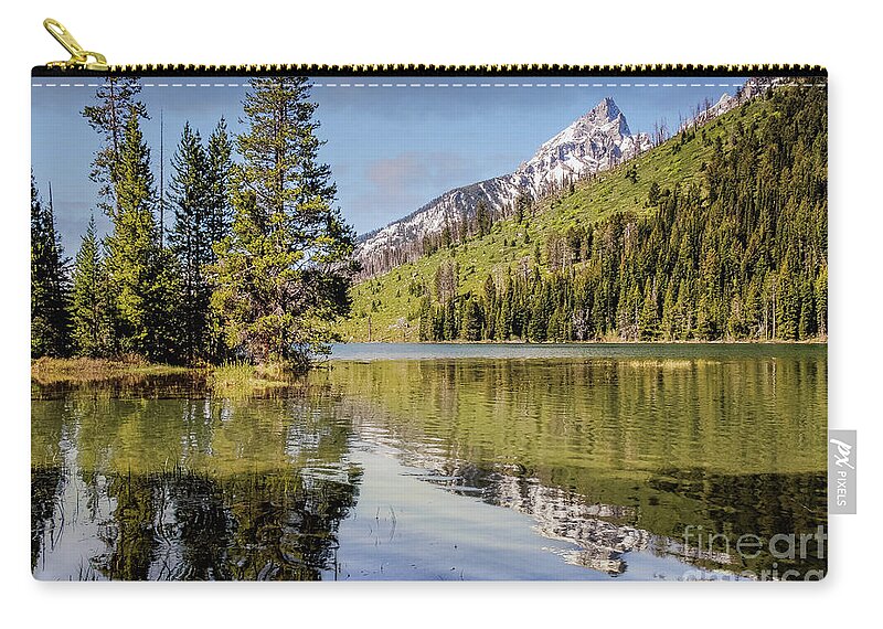 Clear Blue Sky Zip Pouch featuring the photograph String Lake 2 by Al Andersen