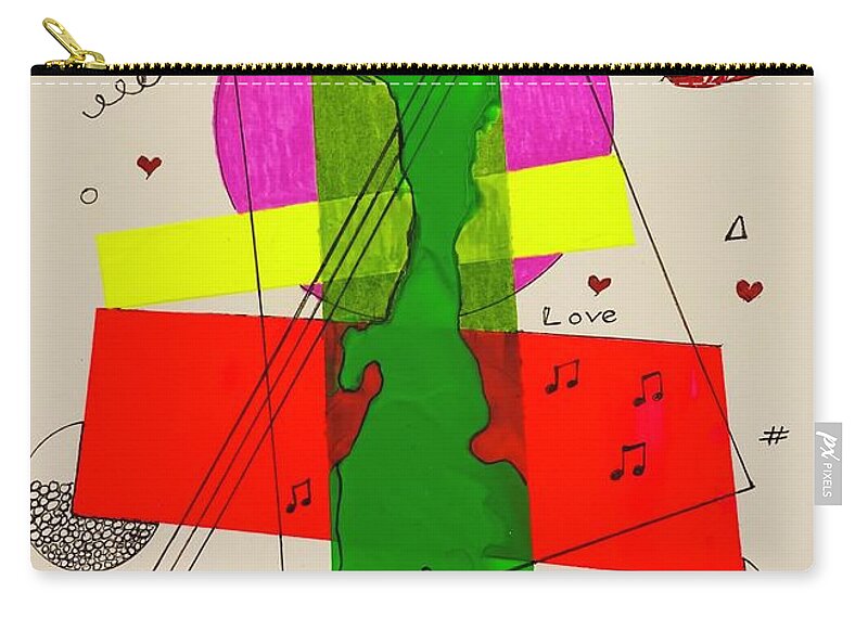  Zip Pouch featuring the mixed media Strings on Green 111415 by Lew Hagood
