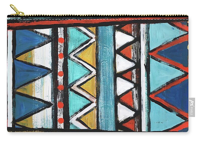 Geometric Carry-all Pouch featuring the painting Stripes and Triangles V by Cyndie Katz