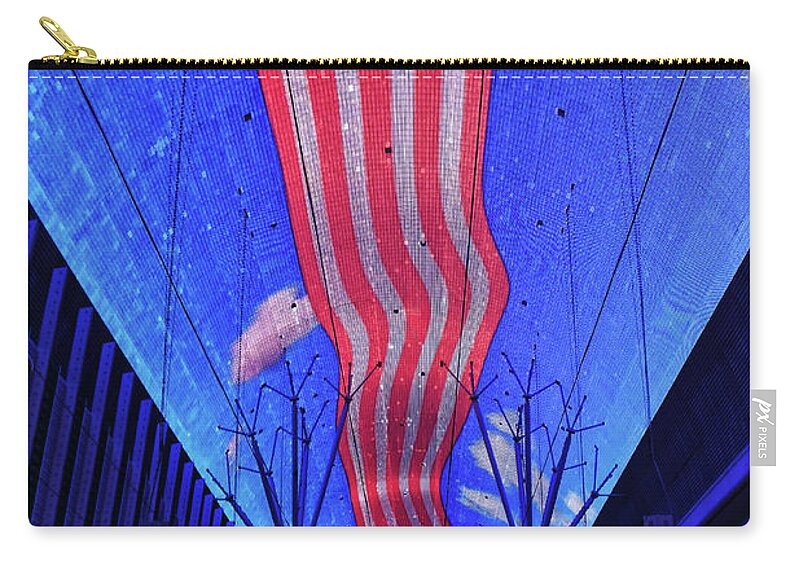 Night Zip Pouch featuring the photograph Stripes on Fremont Street Experience, Las Vegas by Tatiana Travelways