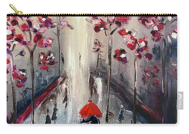 Paris Carry-all Pouch featuring the painting Strolling in Paris 2021 by Roxy Rich