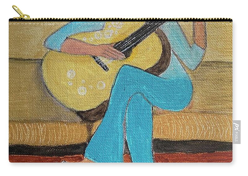 Guitar Zip Pouch featuring the painting Strummin' by Julie Crisan