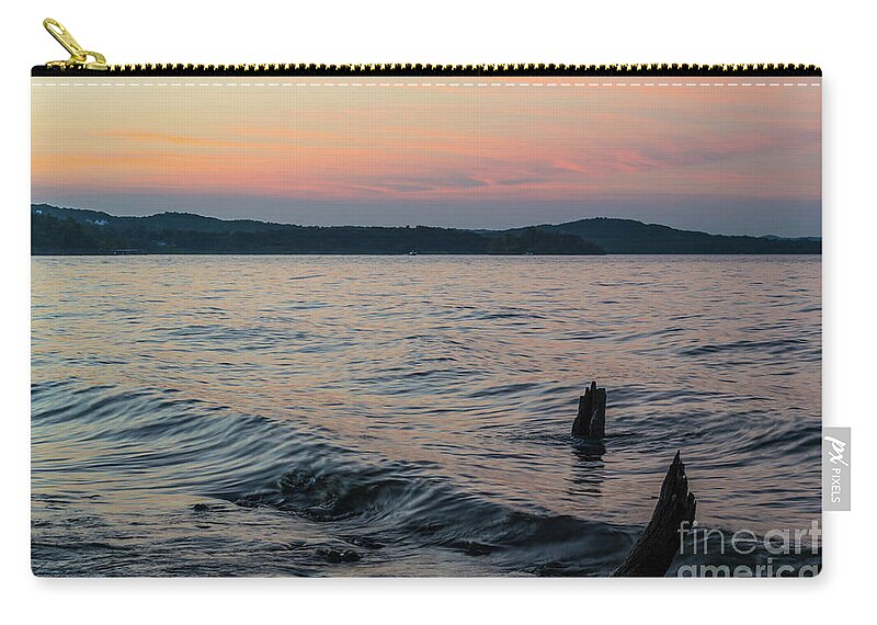 Table Rock Lake Zip Pouch featuring the photograph Subtle Sunset Over Table Rock Lake by Jennifer White