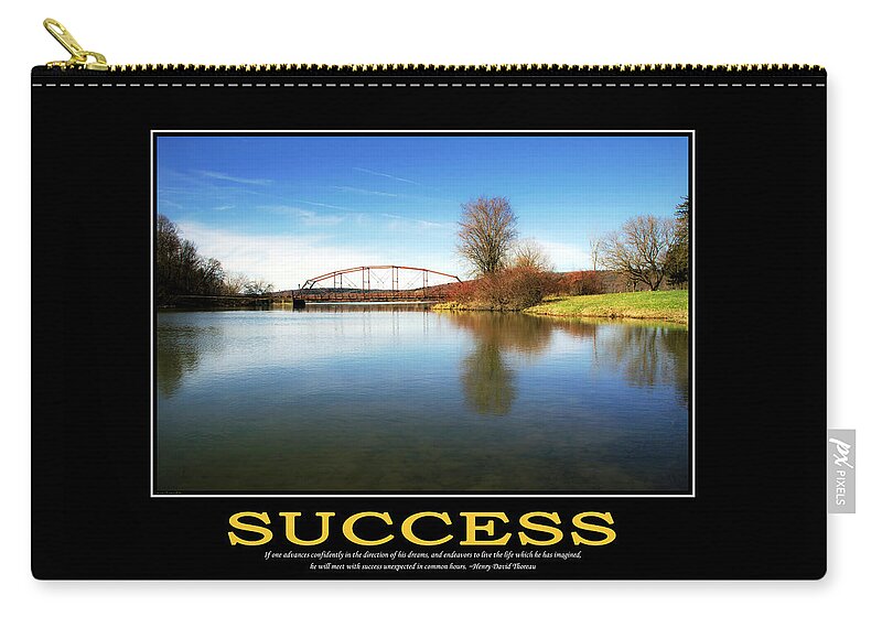 Inspirational Zip Pouch featuring the photograph Success Inspirational Motivational Poster Art by Christina Rollo