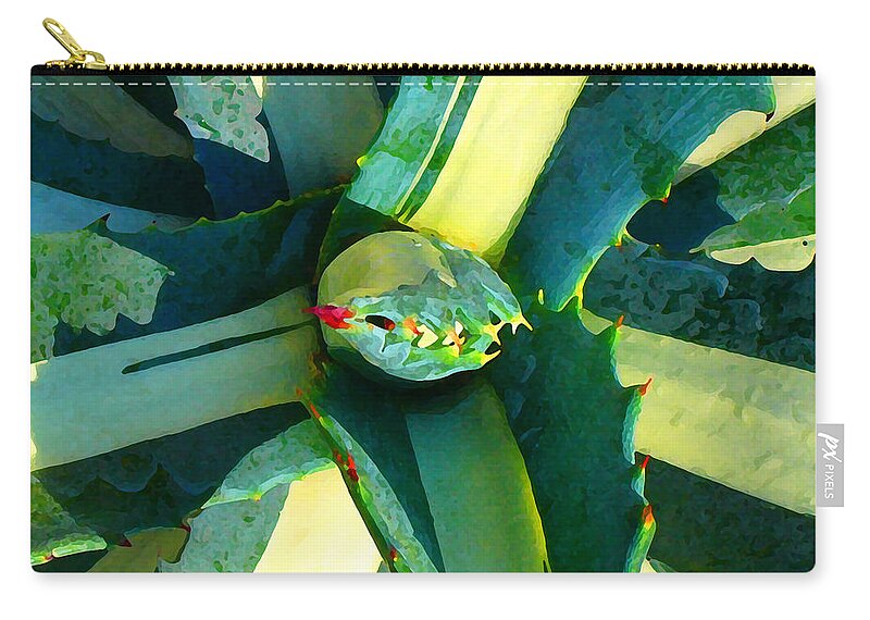 Succulent Zip Pouch featuring the photograph Succulent Square Close-Up 6 by Amy Vangsgard