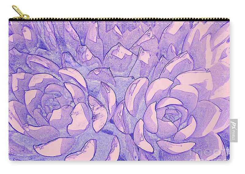Succulents Zip Pouch featuring the digital art Succulents 6 by Tracey Lee Cassin