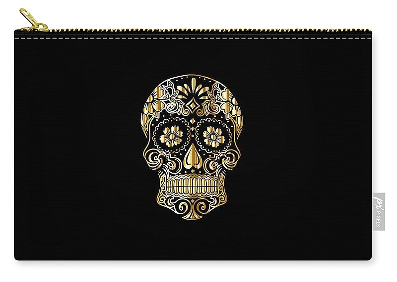 Sugar Carry-all Pouch featuring the mixed media Sugar Skull by Nancy Ayanna Wyatt