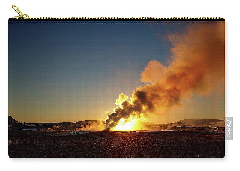 Iceland Zip Pouch featuring the photograph Sulfur dawn by Christopher Mathews