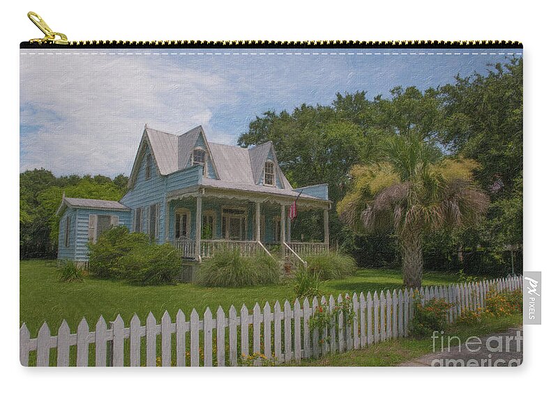 Story Book Home Zip Pouch featuring the painting Sullivan's Island Coastal Cottage - Charleston South Carolina by Dale Powell