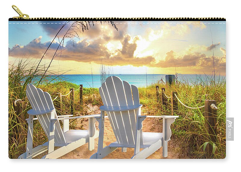 Chairs Zip Pouch featuring the photograph Summer at the Beach by Debra and Dave Vanderlaan